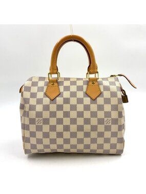Louis Vuitton Speedy 25 Damier Azur Leather Handbag